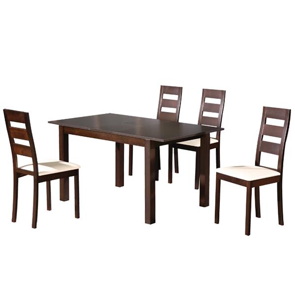 Τραπεζαρία Σετ MILLER Ξύλο/PU Wenge/Εκρού Τρ.120+30x80x74/Καρ.45x52x97