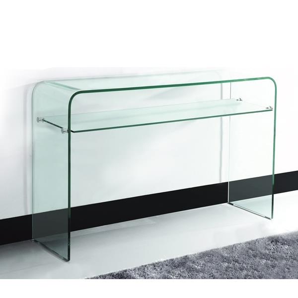 Κονσόλα με Ράφι GLASSER Bent Glass - Γυαλί Clear 110x35x75cm