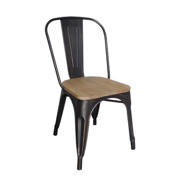Καρέκλα Στοιβαζόμενη RELIX Μέταλλο/Ξύλο Μαύρο/Δρυς Φυσικό 45x51x85cm