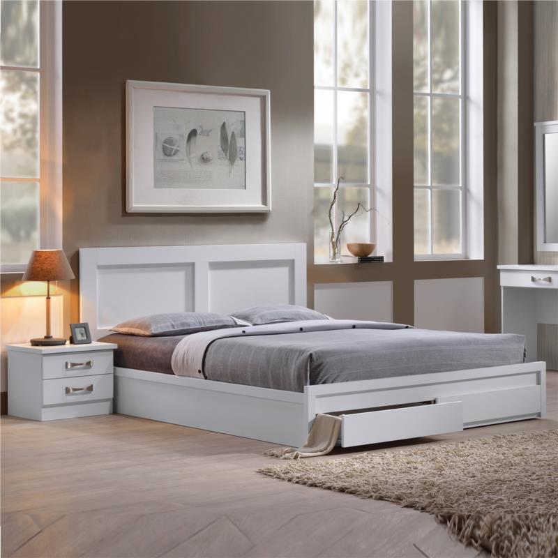 Κρεβάτι Διπλό LIFE Μελαμίνη Άσπρο 158x207x93 (Στρώμα 150x200)cm
