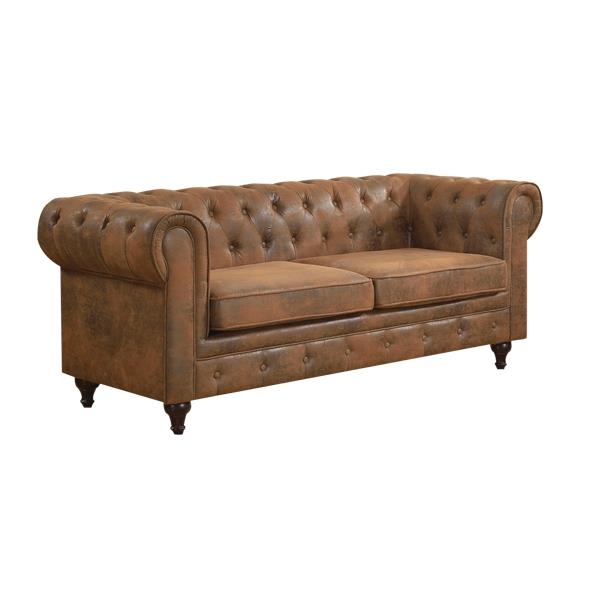 Καναπές Τριθέσιος CHESTERFIELD Ύφασμα Camel 190x82x77cm