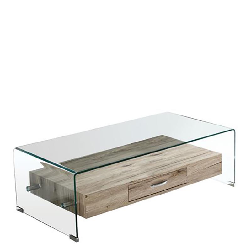 Τραπέζι Σαλονιού Με Ράφι Γυαλί/Ξύλο CLEA 110x55x35cm