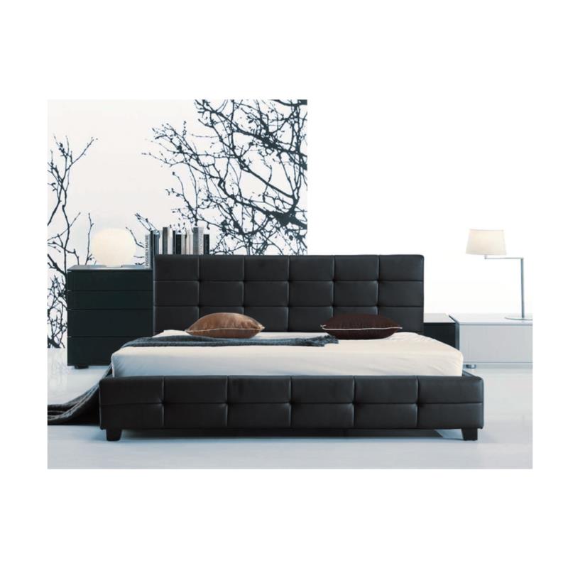 Κρεβάτι Διπλό FIDEL PU Μαύρο 158x215x107 (Στρώμα 150x200)cm
