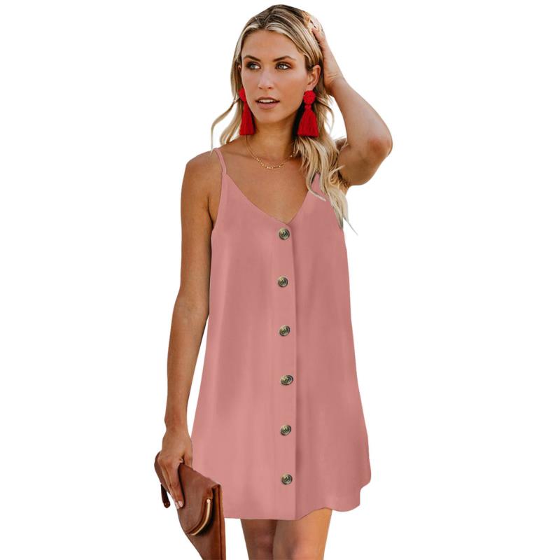 ροζ φόρεμα με κουμπιά JUSTINA