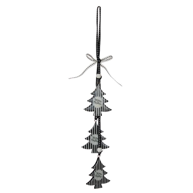 Γιρλάντα Αστέρι-Δέντρο Κρεμαστή Ξύλο Πουά Ρίγα 4 Σχέδια