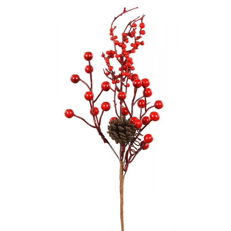 Κλαδάκι Χριστουγεννιάτικο Berries Κόκκινο 35x11cm