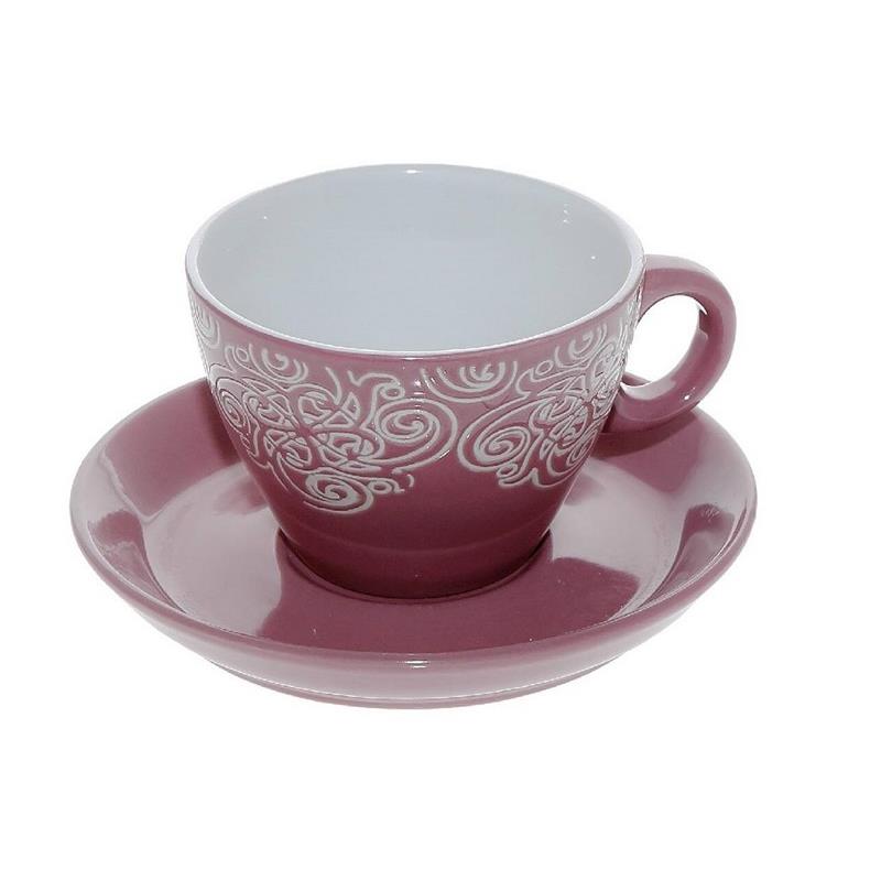 Φλυτζάνι Με Πιατάκι Cappuccino Stoneware 280ml Vienna Pink ESPIEL HUN121K6 (Σετ 6 Τεμάχια) (Χρώμα: Ροζ, Υλικό: Stoneware) - ESPIEL - HUN121K6