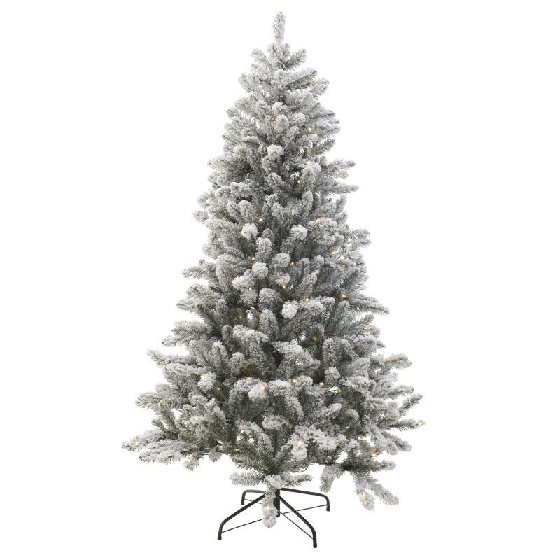 Δέντρο Χιονισμένο Με 220 Φωτάκια Led Pvc Πράσινο/Λευκό Υ-180