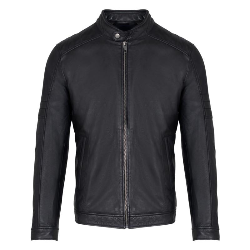 Prince Oliver Racer Μαύρο 100% Leather Jacket (Modern Fit)
