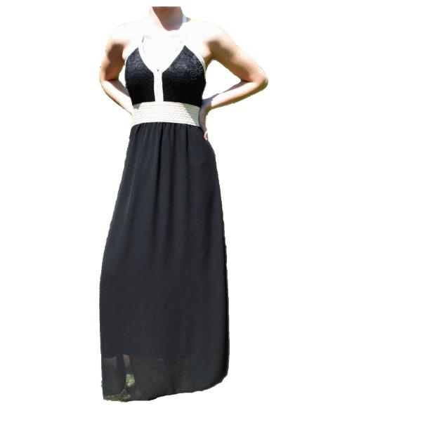 Φόρεμα Μουσελίνας με Δαντέλα Μαύρο