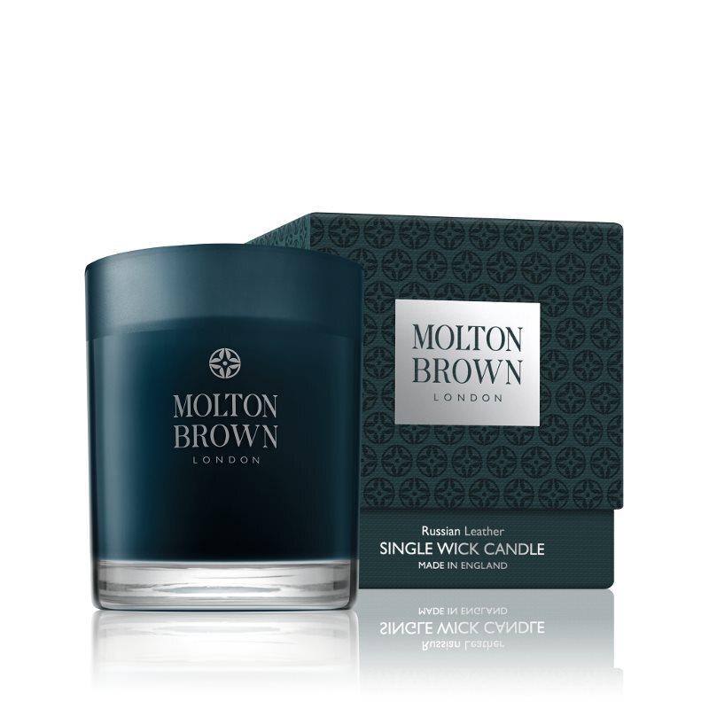 MOLTON BROWN RUSSIAN LEATHER SINGLE WICK CANDLE 180gr