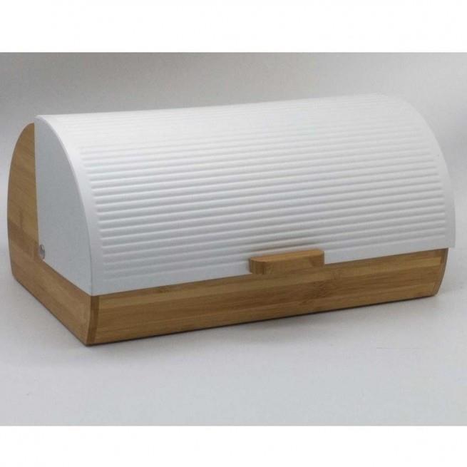 Ψωμιέρα stripes ξύλινη/μεταλλική λευκή/natural 39x28x18.5cm Marva 489027