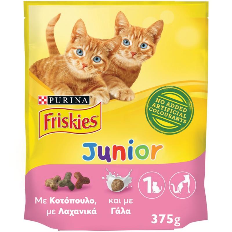 Ξηρά Τροφή για Γάτες Junior Κοτόπουλο Γάλα Λαχανικά Friskies (375g)