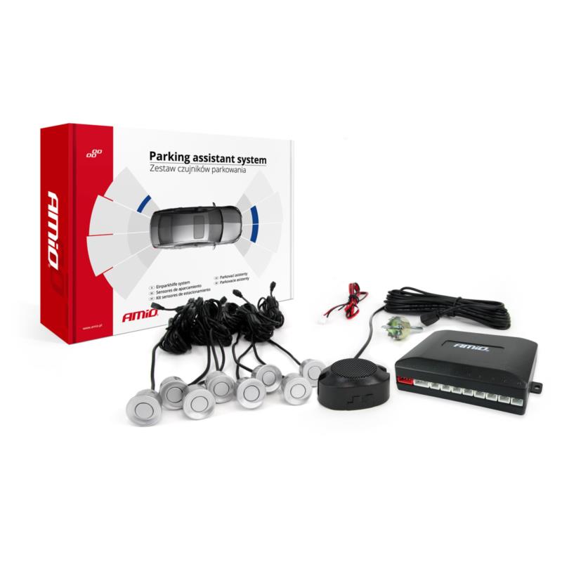 Amio Parking Sensor Buzzer Silver ηχητικό με 8 ασημί αισθητήρες Buzzer 01596