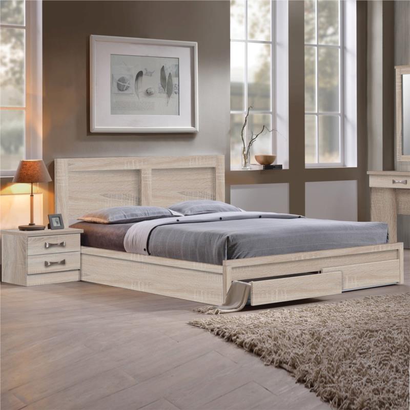 Κρεβάτι Διπλό LIFE Μελαμίνη Sonoma 158x207x93 (Στρώμα 150x200)cm