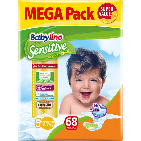 Πάνες Babylino Sensitive Mega Pack No 5+ (12-17Kg) (68 τεμ)