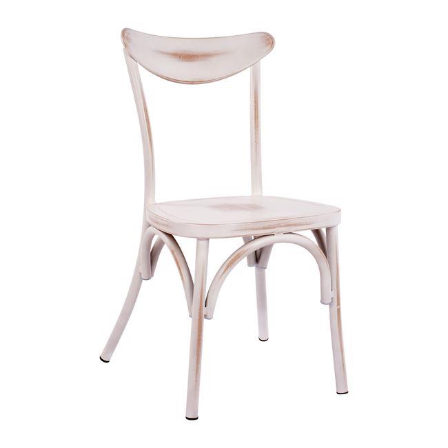 Καρέκλα "SHIRLEY " από αλουμίνιο σε χρώμα λευκή πατίνα 45x52x88