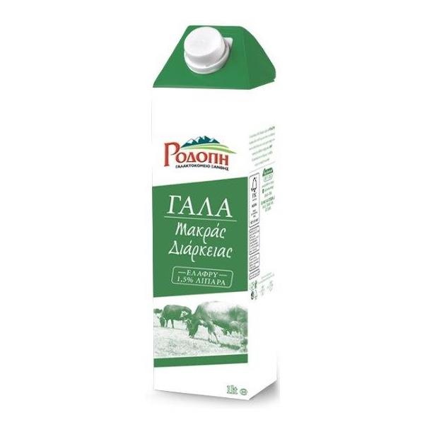 Γάλα αγελάδος μακράς διάρκειας UHT 1,5% λιπαρά Ροδόπη (1lt)