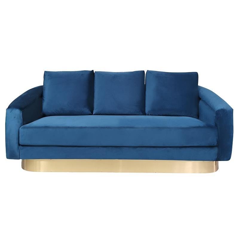 Καναπές Τριθέσιος Μπλε Βελούδο 187x90x70cm 3-50-466-0089