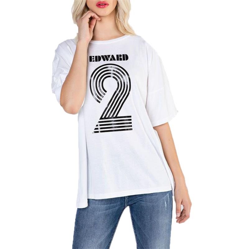 EDWARD JEANS - Γυναικείο t-shirt EDWARD JEANS SILAS TOP λευκό
