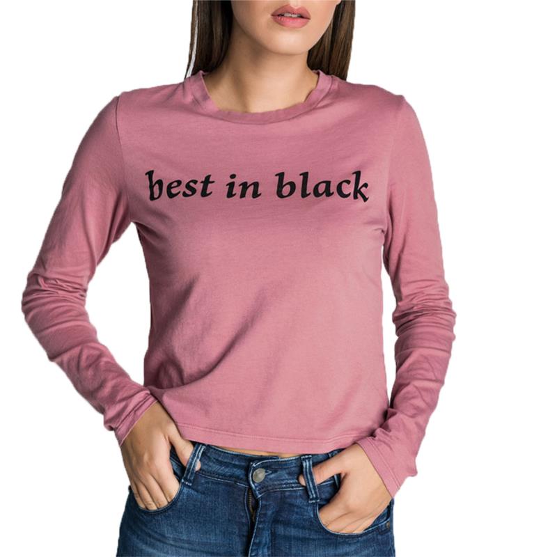 EDWARD JEANS - Γυναικεία cropped μπλούζα EDWARD JEANS BLACK TOP ροζ
