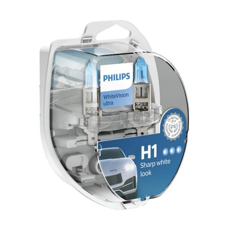 Λάμπες Philips H1 12V 55W White Vision Ultra έως 4000K και 60% Περισσ. Φως 2Τμχ PHILIPS 12258WVUSM