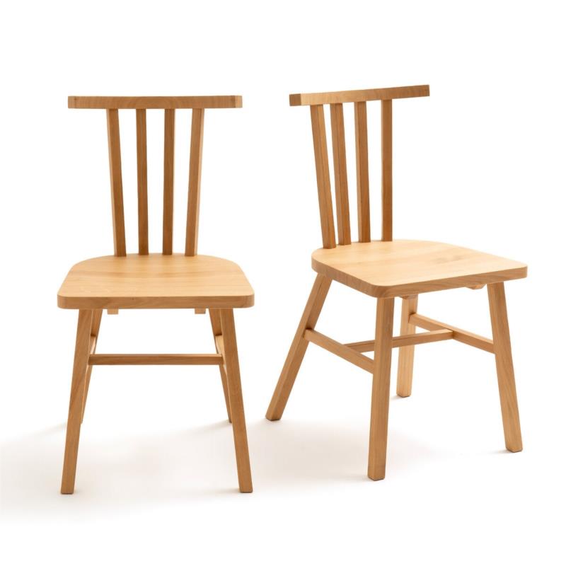 Σετ 2 καρέκλες με κάγκελα από μασίφ ξύλο δρυ Μ43xΥ83cm