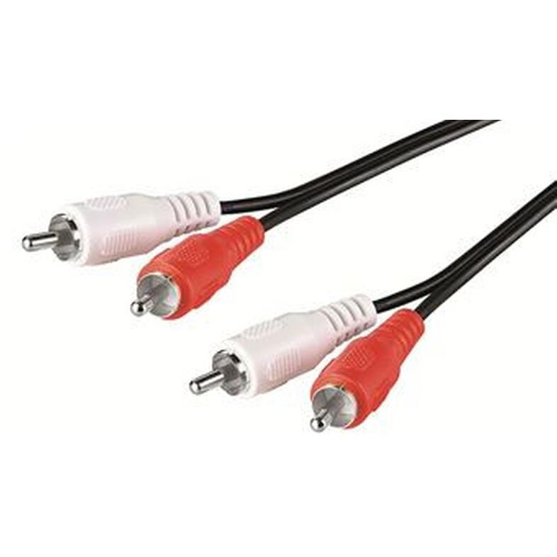 EWENT Audio Cable, 2 RCA plugs - 2 RCA plugs, 2 m, black - (EW-220100-020-N-P)
