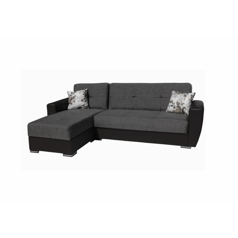 Καναπές-κρεβάτι γωνιακός "TORONTO" υφασμάτινος σε χρώμα γκρι 240x145x90