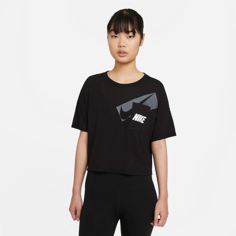 NIKE DRI-FIT GRAPHIC TRAINING CROP TOP ΜΑΥΡΟ