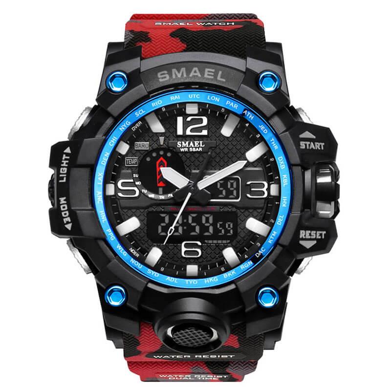 SMAEL 1545MC Sports Watch Dual Display - Blue Red