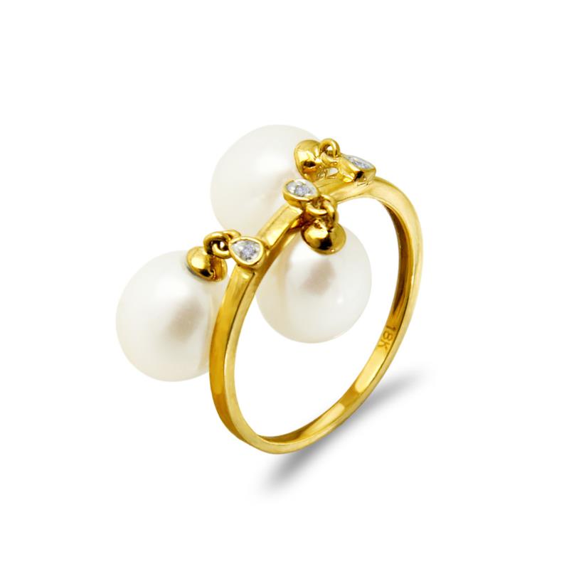 Δαχτυλίδι με μαργαριτάρια Fresh Water σε χρυσό Κ18 - G318441