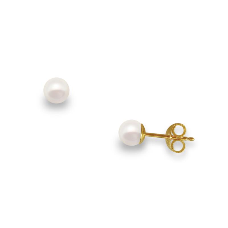 Σκουλαρίκια με λευκά μαργαριτάρια σε χρυσή βάση Κ14 - G418932