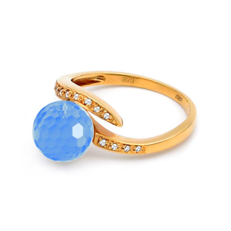 Δαχτυλίδι Κ18 χρυσό με Blue Topaz και διαμάντια - M315958BT