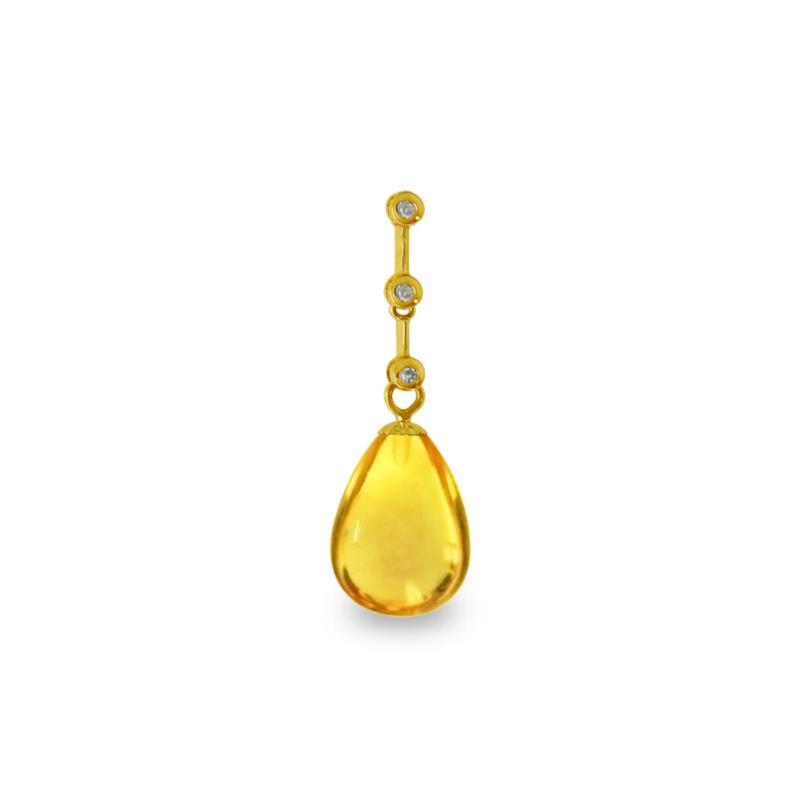 Χρυσό μενταγιόν με Lemon Quartz και διαμάντια - M318486LQ
