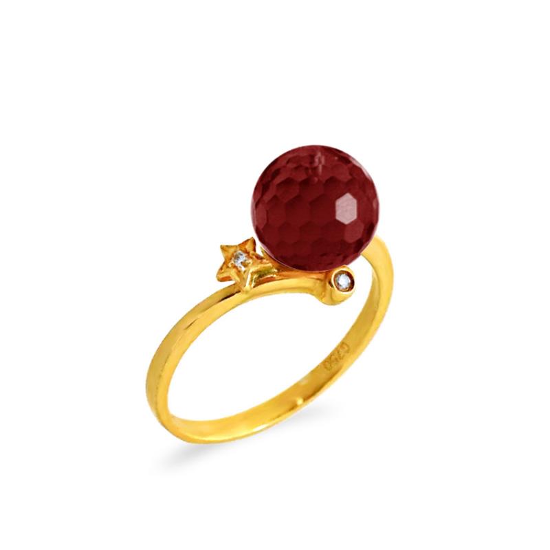Δαχτυλίδι Κ18 χρυσό με Garnet και διαμάντια - M319263G