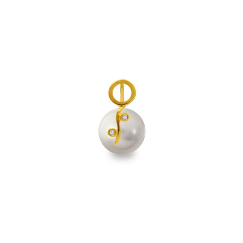 Χρυσό μενταγιόν με γκρι Shell Pearl και διαμάντια - M319971G