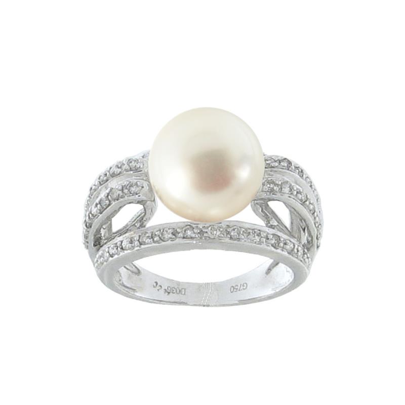 Δαχτυλίδι με μαργαριτάρι Akoya σε λευκόχρυσο Κ18 - W312485