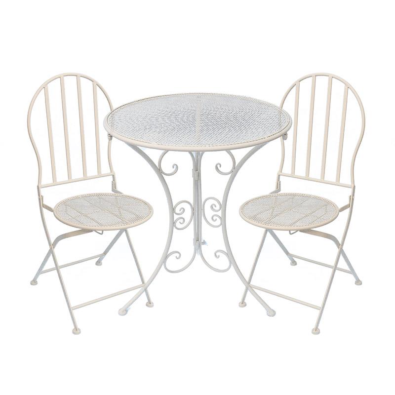 S/3 Τραπέζι Με 2 Καρέκλες Μεταλλικό Λευκό