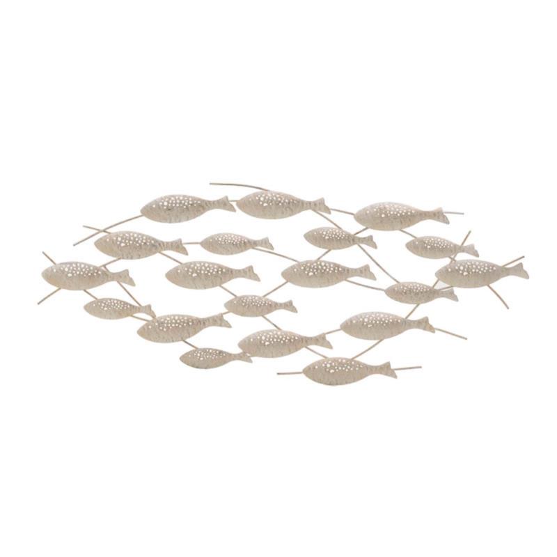 Διακοσμητικό τοίχου ψάρια μεταλλικό αντικέ λευκό/εκρού 84.5x1.5x26cm Inart 3-70-120-0022
