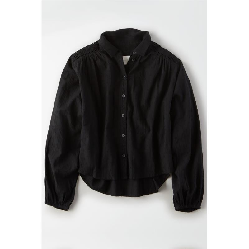 AE Lace Button Down Shirt - 1354-9884-001 - Μαύρο