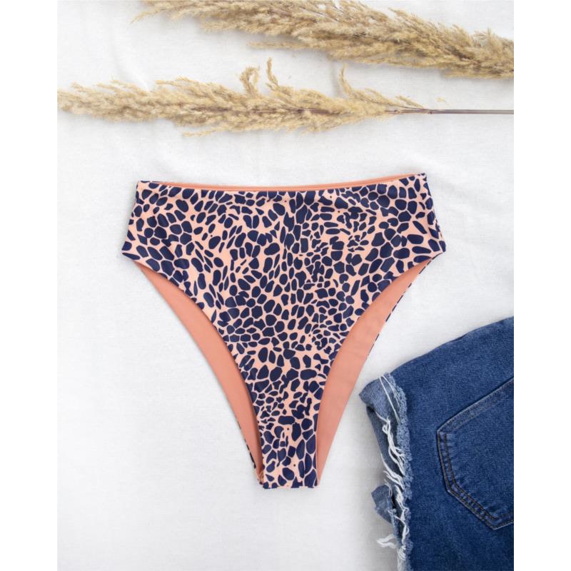 Corset bikini slip με pattern - Ροδακινί