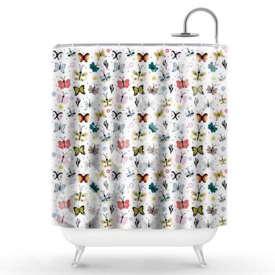 Πολύχρωμες Πεταλούδες Παιδικά Κουρτίνες μπάνιου 150 x 180 cm