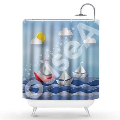 Βάρκες Παιδικά Κουρτίνες μπάνιου 150 x 180 cm