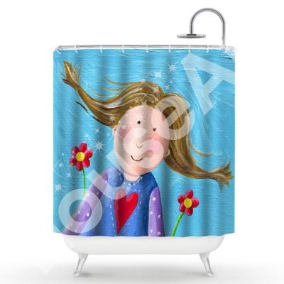 Χαρούμενο κοριτσάκι Παιδικά Κουρτίνες μπάνιου 150 x 180 cm