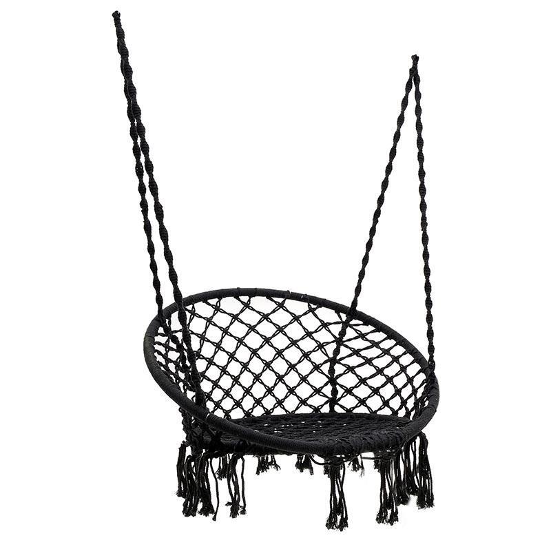 Αιώρα-πολυθρόνα με σχοινί από καμβά σε μαύρο χρώμα 60x80x135