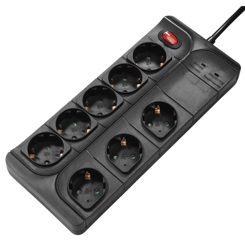Hama 8-Socket Multiple Socket Outlet 1.5m, Black