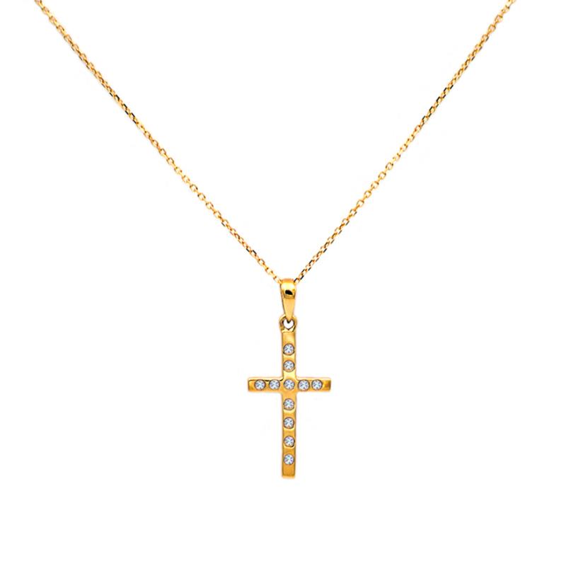 Χρυσός σταυρός με διαμάντια - M315001