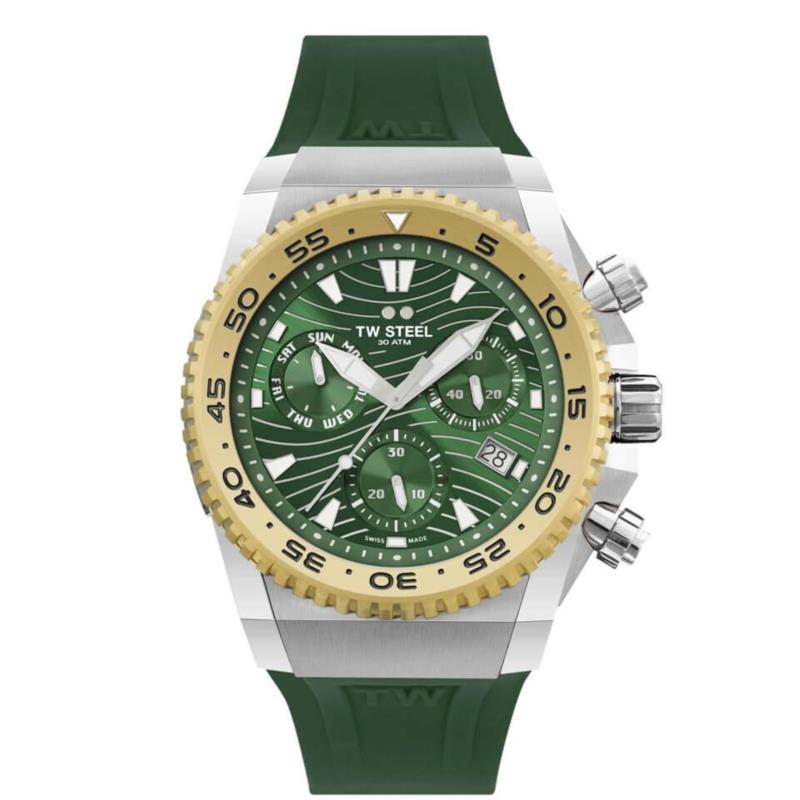 TW STEEL ACE Diver Swiss Made Limited Edition - ACE411 Gold case with Green Rubber Strap