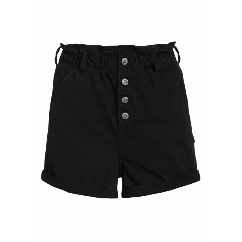 High waist denim shorts με λάστιχο στην μέση